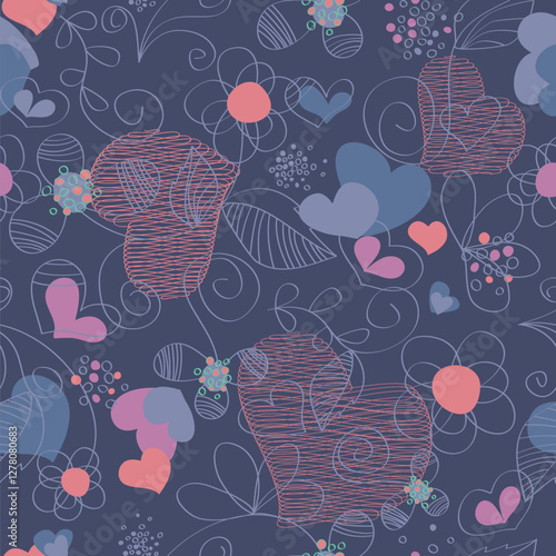 Lovely Hearts and Flowers Pattern design background