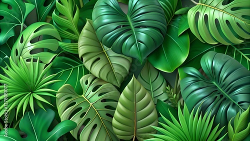 Lush Tropical Jungle Foliage: A Seamless Pattern of Vibrant Green Leaves