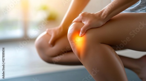 Wallpaper Mural Knee exercises on a yoga mat in a spacious minimalist studio. Featuring rehabilitation and strength Torontodigital.ca