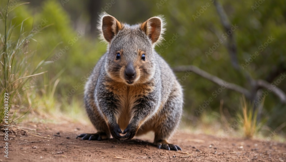 A wonderful depiction of a cheerful quokka enjoying a sunny day on a green field A wonderful depiction of a cheerful quokka enjoying a sunny day on a green field