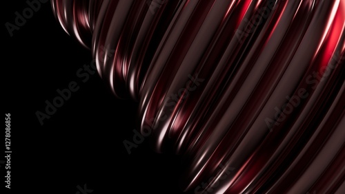 Abstract metal spirals, 3D render, smooth reflective surfaces, dark background