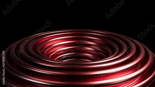 Abstract metal spirals, 3D render, smooth reflective surfaces, dark background