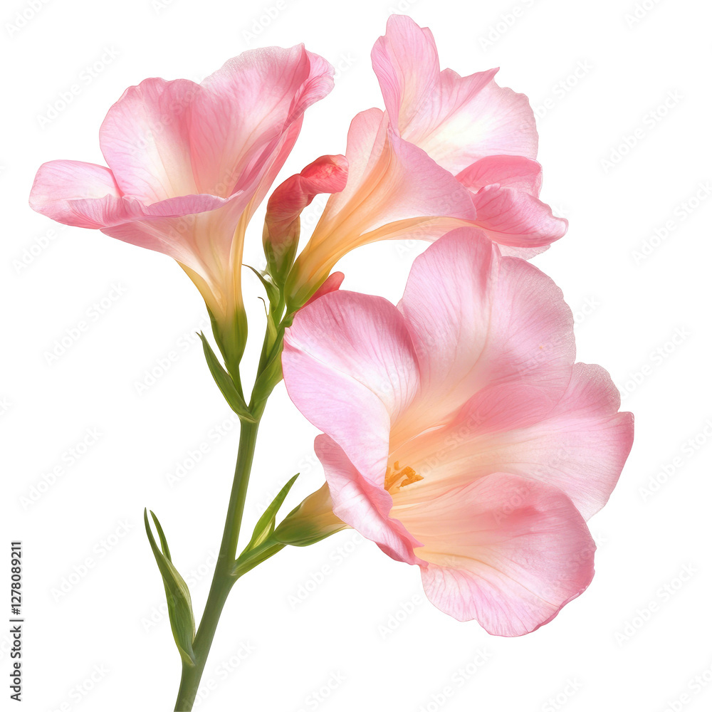 Fototapeta premium Pink Freesia Blossoms on transparent background 