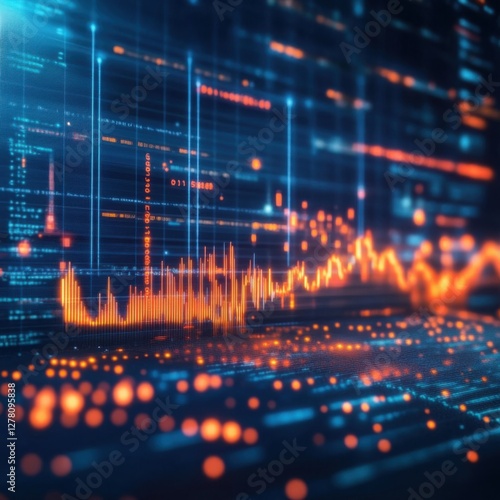 Wallpaper Mural Digital Data Visualization: Abstract Representation of Financial Market Trends and Information Technology Torontodigital.ca