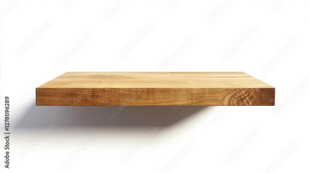 Rustic Light Brown Wooden Shelf on White Background Rustic Light Brown Wooden Shelf on White Background