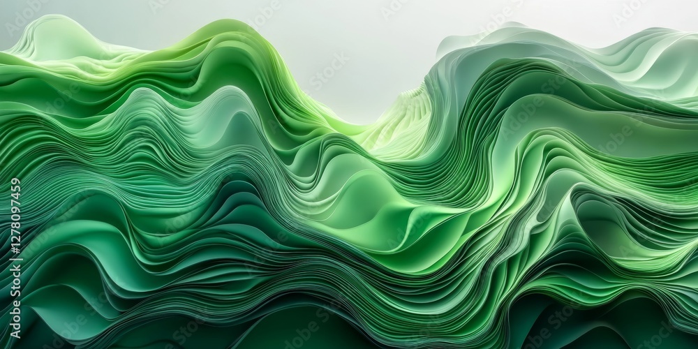 abstract green wavy landscape with rolling hills, creating a serene and artistic atmosphere. The waves of color blend seamlessly, evoking a sense of movement and depth abstract green wavy landscape with rolling hills, creating a serene and artistic atmosphere. The waves of color blend seamlessly, evoking a sense of movement and depth