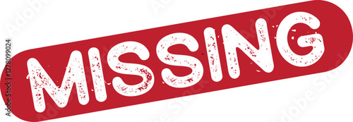 Missing red ink rubber stamp sign symbol grunge effect vector illustration miasing wanted person search case png vector