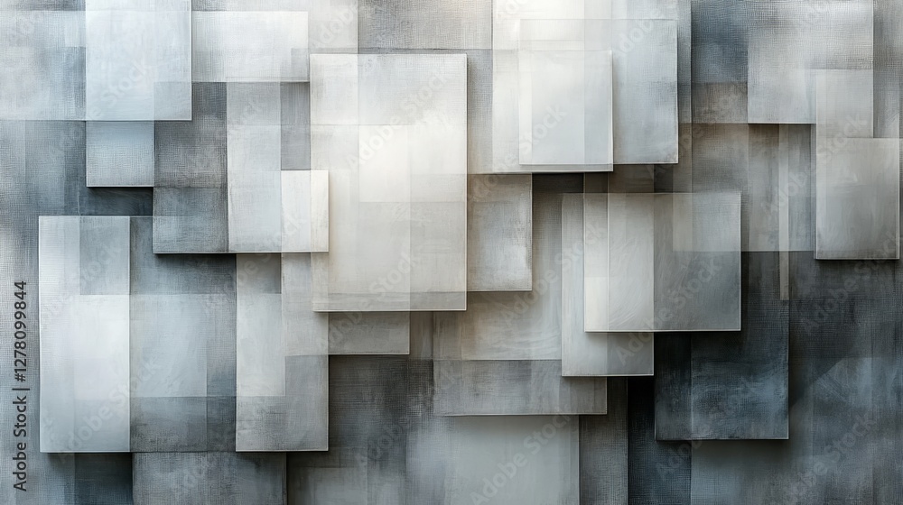 Overlapping and layered translucent geometric shapes on a gray surface Overlapping and layered translucent geometric shapes on a gray surface
