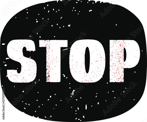 Stop text sign black sign not allowed shows symbol limitation danger website rules warning vector illustration 