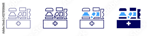 Medical coding icon in 4 different styles. Thin Line, Line, Bold Line, Duotone. Duotone style. Editable stroke