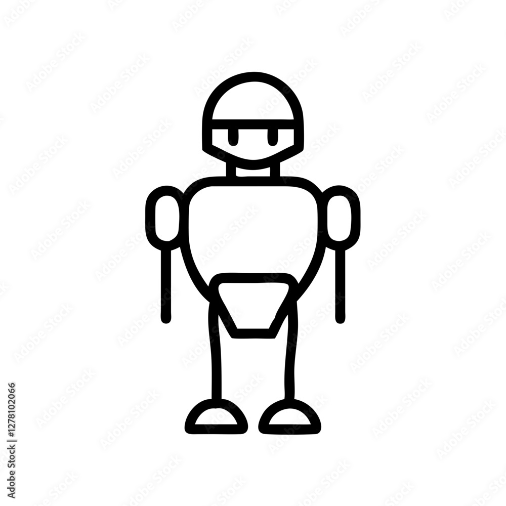 Simple Line Art Illustration of a Futuristic Robot Simple Line Art Illustration of a Futuristic Robot