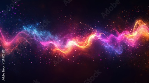 Wallpaper Mural Cosmic Wave Energy Flow Abstract Digital Art Space Background with Starry Night Sky Illustration Torontodigital.ca