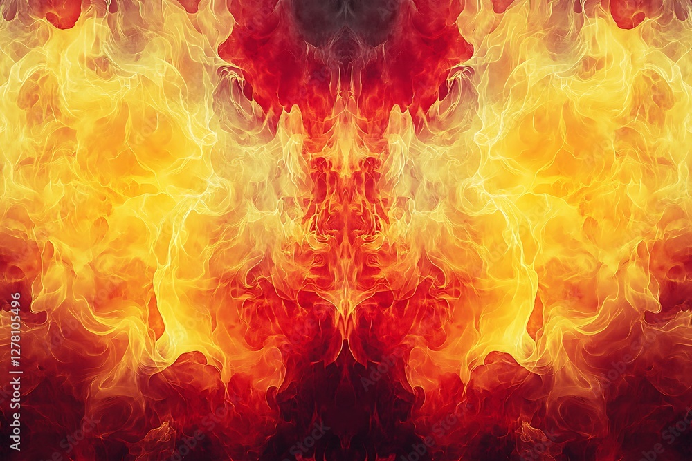 Fototapeta premium Fire flames on black background. Fantasy fractal texture. Digital art. 3D rendering.