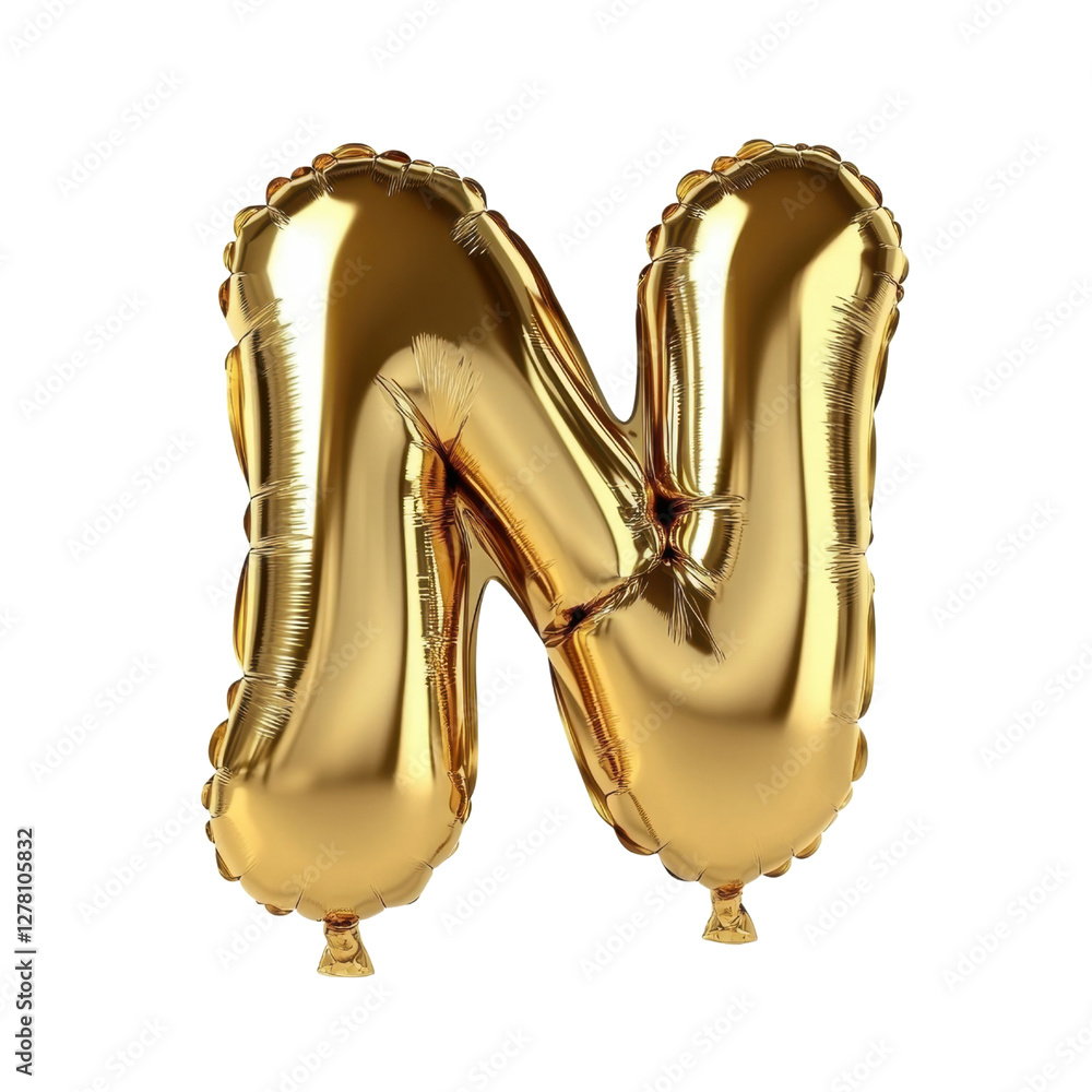 Shiny Gold Balloon Letter N for Celebratory Occasions and Decorations Shiny Gold Balloon Letter N for Celebratory Occasions and Decorations