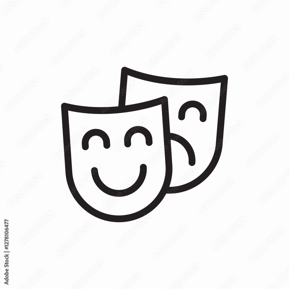 Theater comedy masks icon vector sign Theater comedy masks icon vector sign