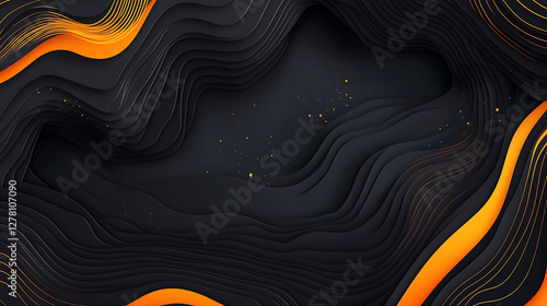 Dark layered abstract illustration with shades of orange and black