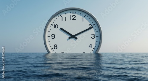 Clock floating on the ocean photo