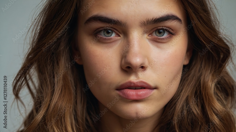 Portrait of a Young Woman with Long Brown Hair Portrait of a Young Woman with Long Brown Hair
