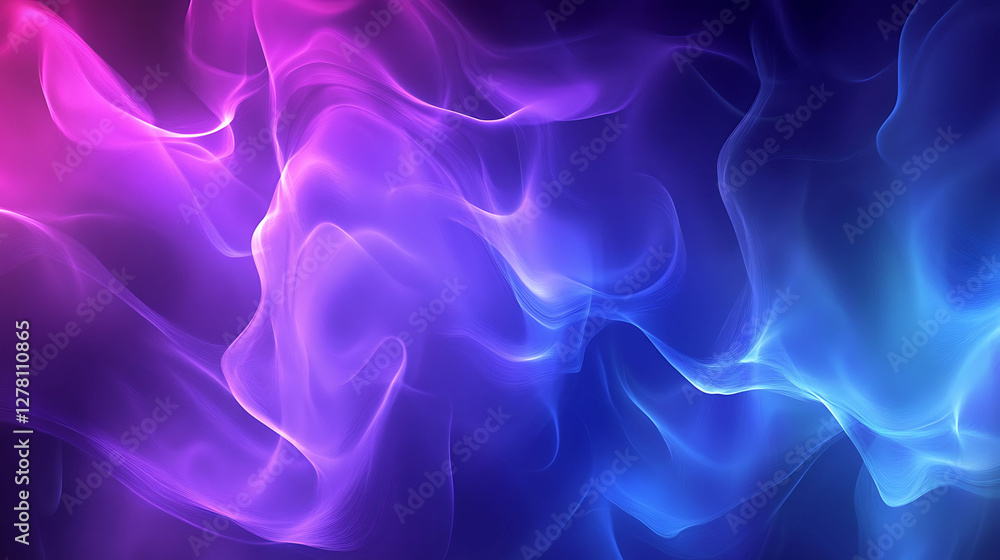 Glowing abstract swirls of blue and purple colors create visual effect Glowing abstract swirls of blue and purple colors create visual effect