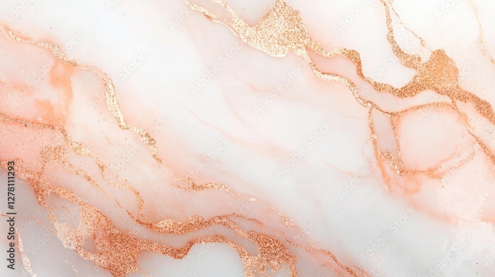 Fototapeta premium Abstract Pink and Gold Marble Texture: Elegant Swirls and Glittering Details