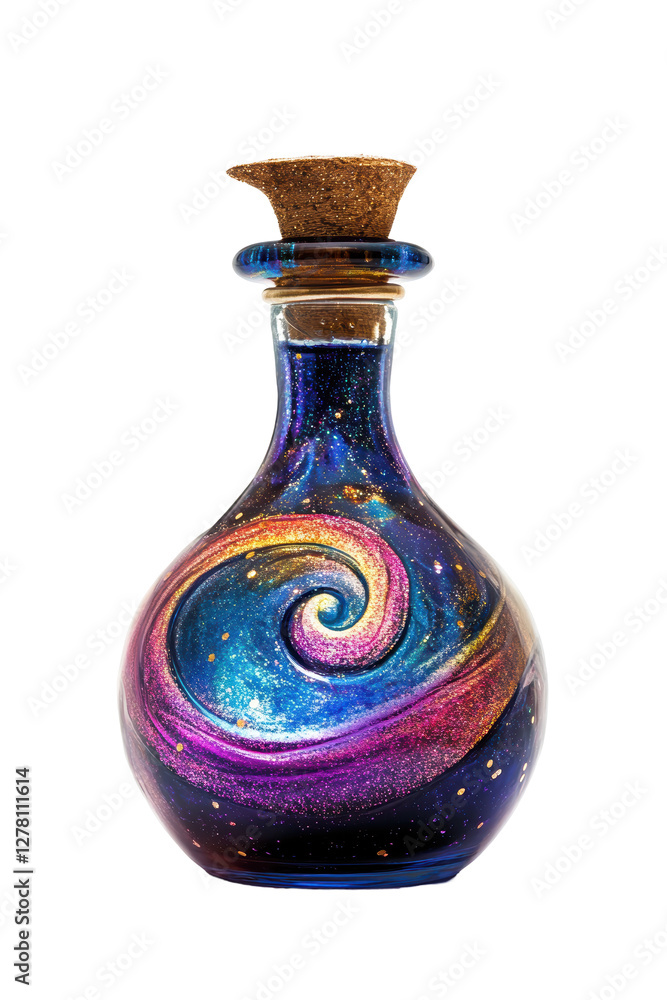 Isolated Galaxy Potion Bottle with Spiral Nebula Isolated Galaxy Potion Bottle with Spiral Nebula