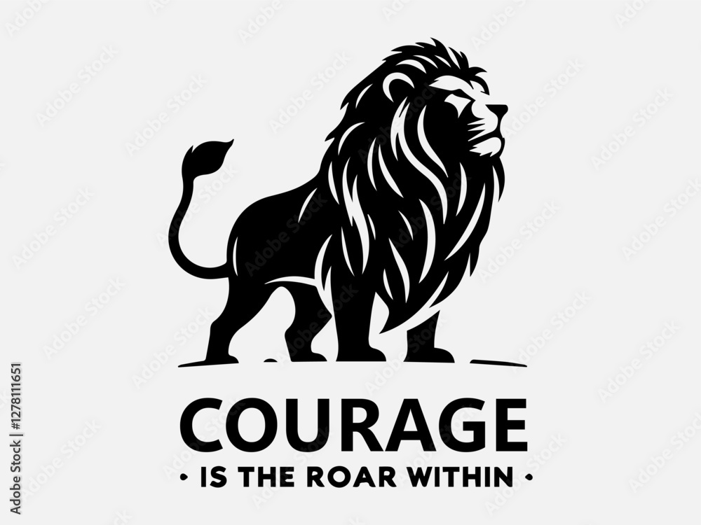 Fototapeta premium Lion Silhouette Vector Illustration with the text 