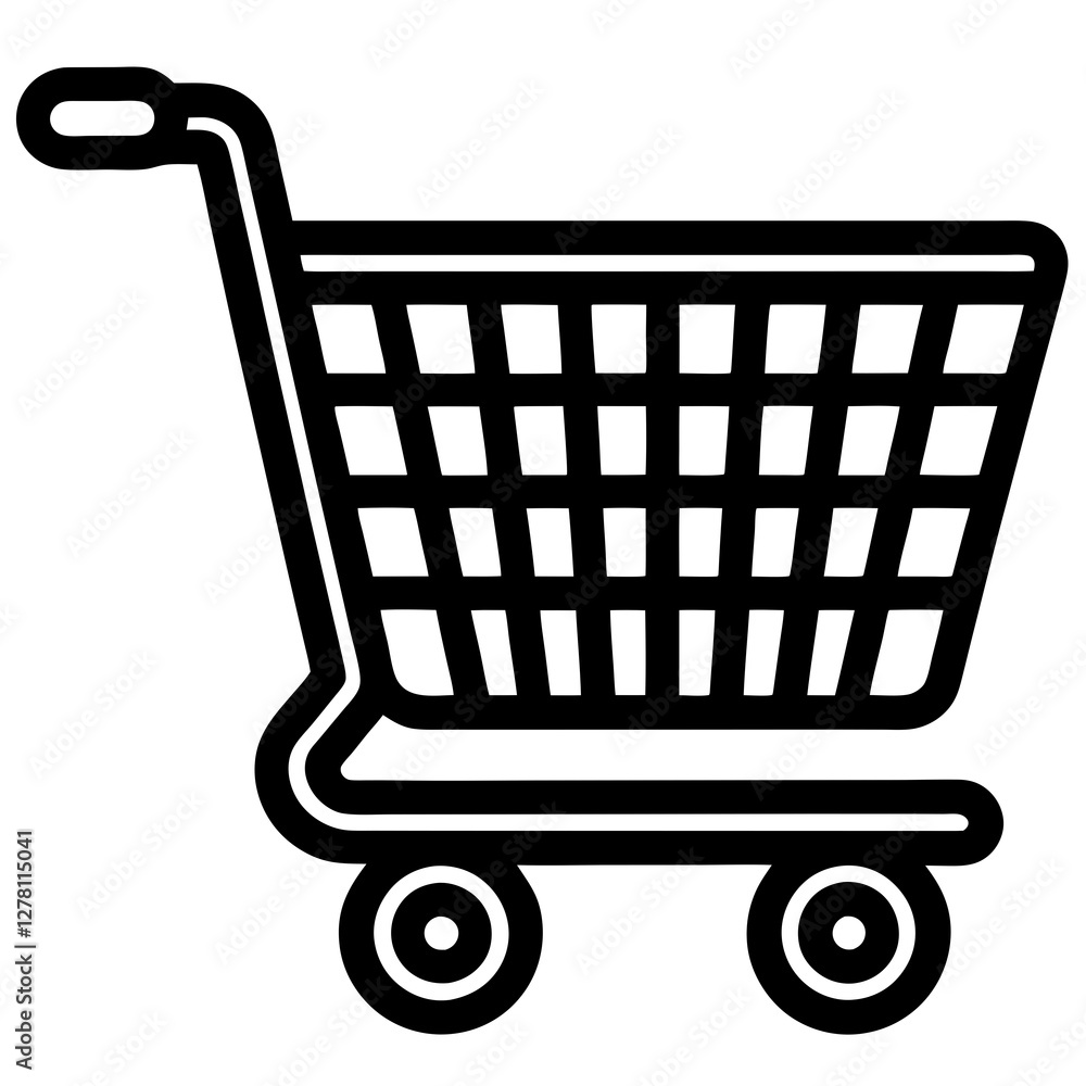 Minimalist Shopping Cart Icon – Black and White Vector Minimalist Shopping Cart Icon – Black and White Vector