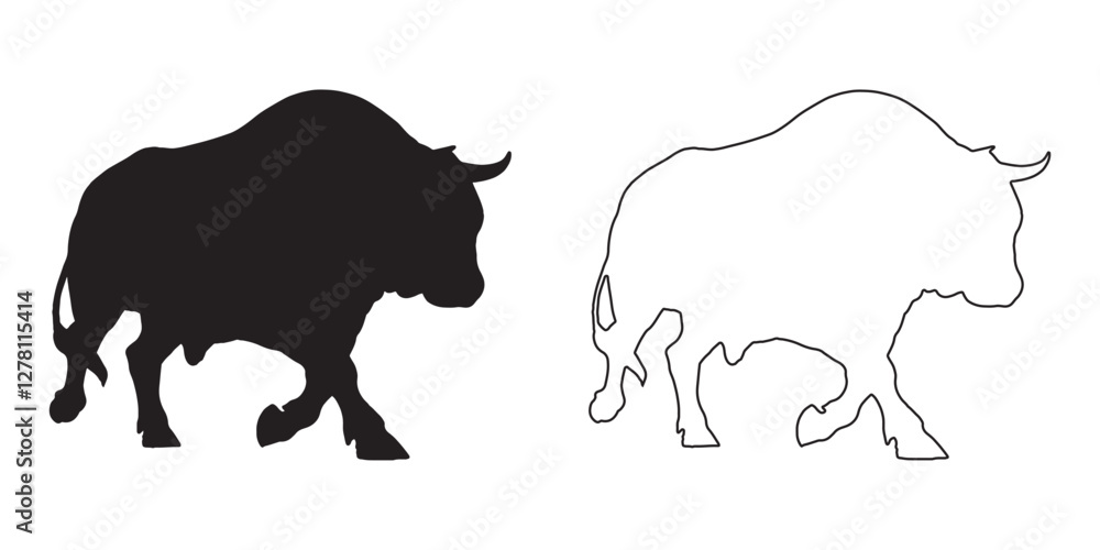 Fototapeta premium Simple Cow Silhouette - Clean Cow Line Art - Cow Vector - Cow Illustration - Cow Vector - Cow Outline Vector 