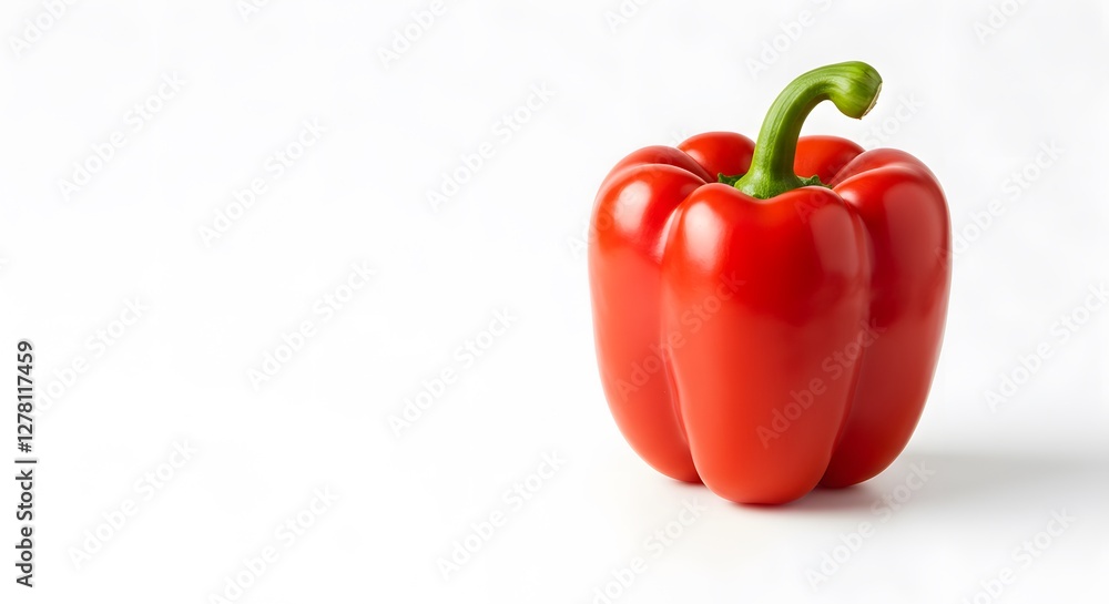 Vibrant Red Bell Pepper on White Background Vibrant Red Bell Pepper on White Background
