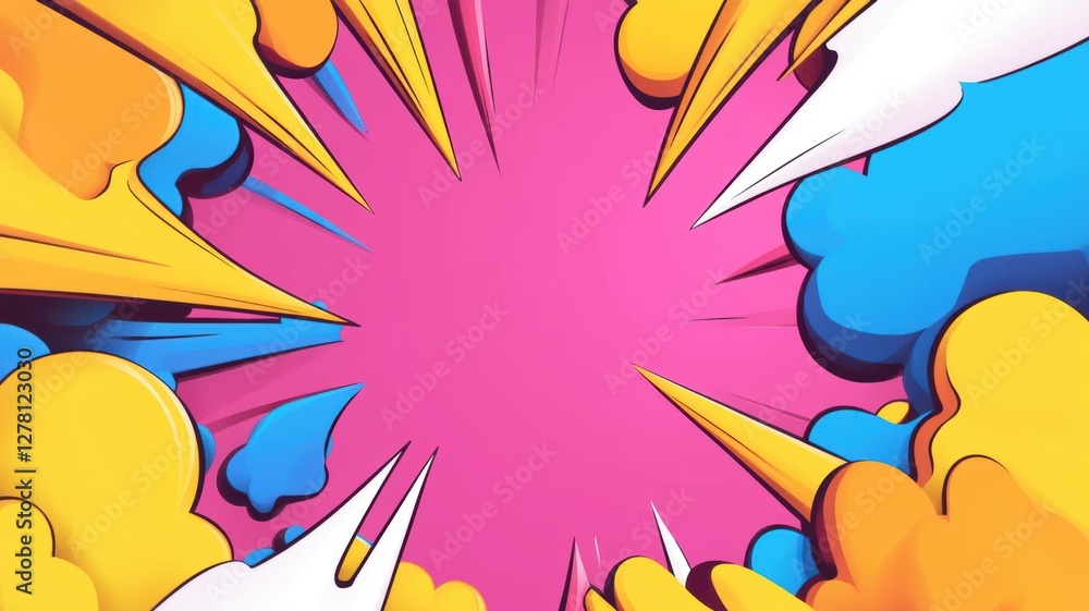 Vibrant comic-style explosions background with bold colors Vibrant comic-style explosions background with bold colors