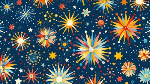 Wallpaper Mural Festive fireworks pattern on dark background Torontodigital.ca