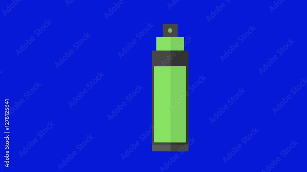 Spray bottle icon on blue screen background with animated design Spray bottle icon on blue screen background with animated design