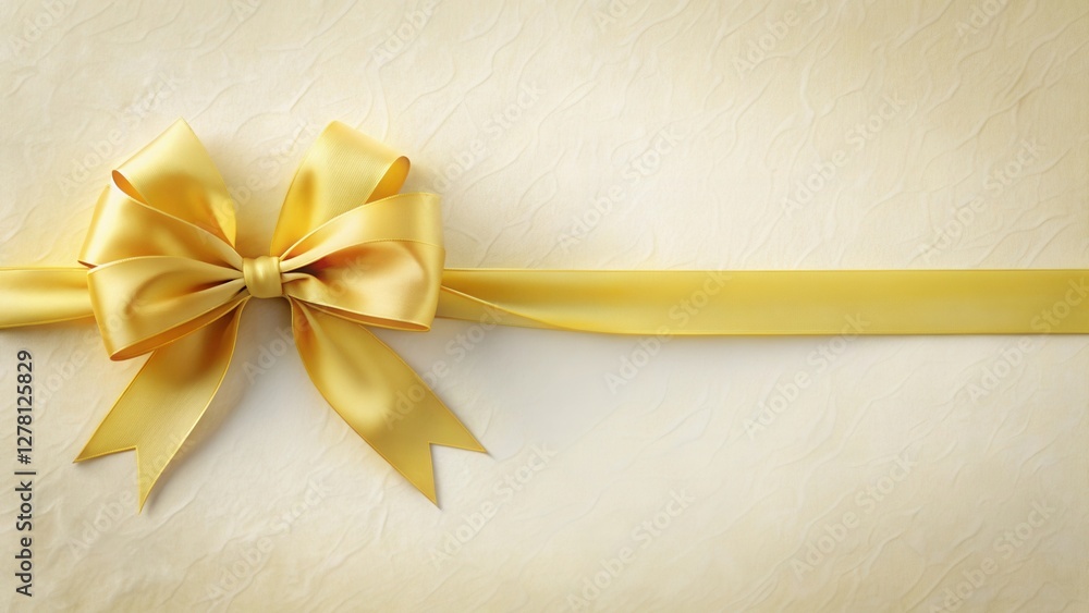 Elegant Golden Ribbon Bow on Textured Background, Perfect for Festive Occasions and Luxurious Designs Elegant Golden Ribbon Bow on Textured Background, Perfect for Festive Occasions and Luxurious Designs