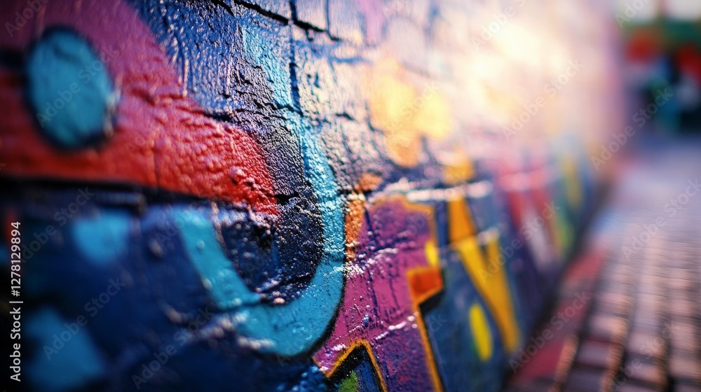 Fototapeta premium Close-Up View of Colorful Graffiti on Wall