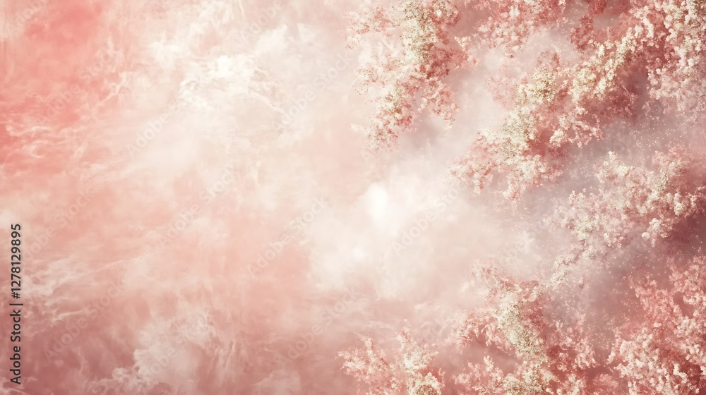 Dreamlike Roseate Cloudscape With Delicate Floral Accents Dreamlike Roseate Cloudscape With Delicate Floral Accents