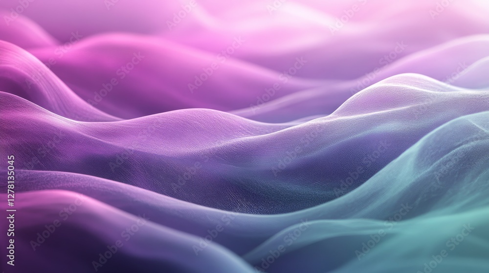 Fototapeta premium Abstract flowing cloth of purple and blue with gradient hues