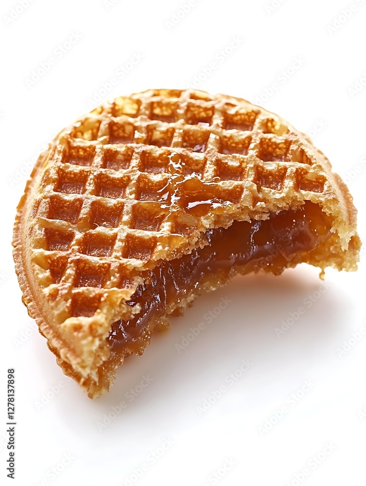Bite of a sweet waffle cookie Bite of a sweet waffle cookie