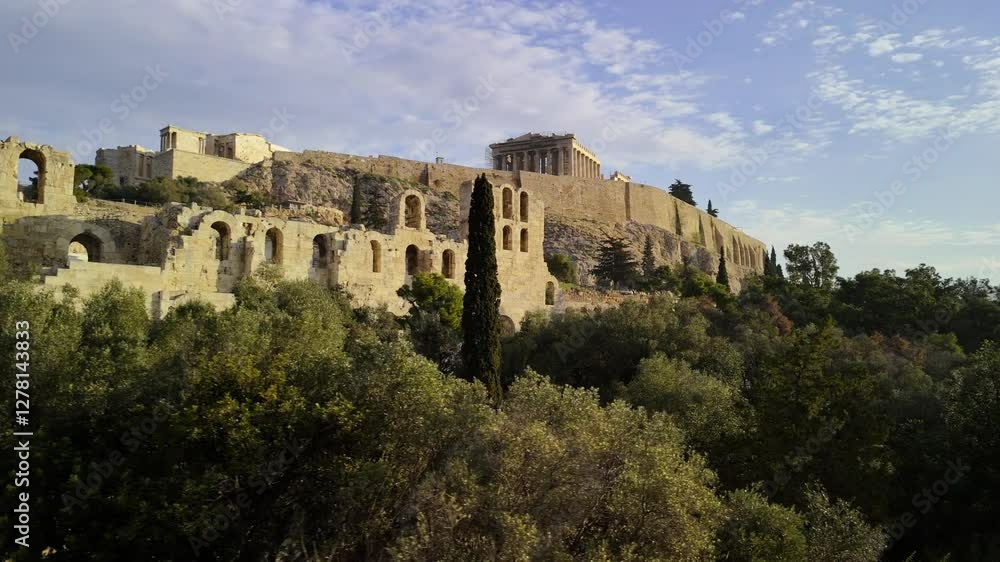 Acropolis Hill, Athens. Beautiful view from a drone Acropolis Hill, Athens. Beautiful view from a drone