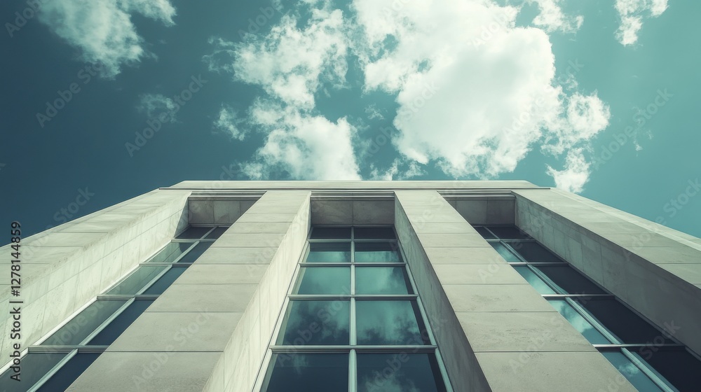 Fototapeta premium Federal Reserve building with clouds overhead. Featuring monetary stability and financial governance