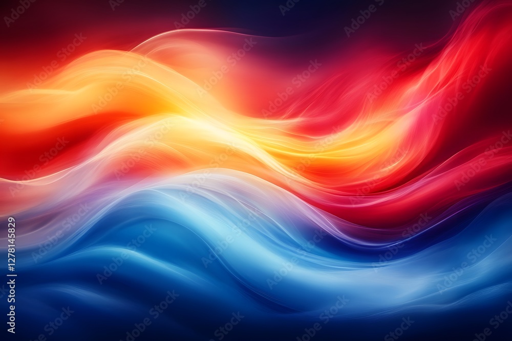 Vibrant Abstract Art Representing Flowing Red, Orange, and Blue Energy Waves Vibrant Abstract Art Representing Flowing Red, Orange, and Blue Energy Waves