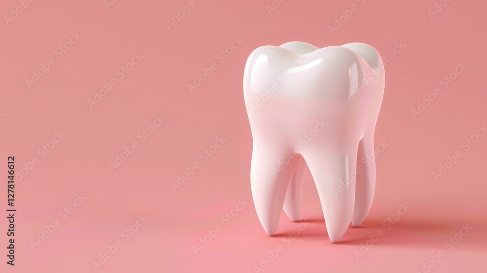 Realistic 3D Illustration of a White Tooth Object Set Against a Soft Pastel Background Showcasing Dental Health Concepts Realistic 3D Illustration of a White Tooth Object Set Against a Soft Pastel Background Showcasing Dental Health Concepts