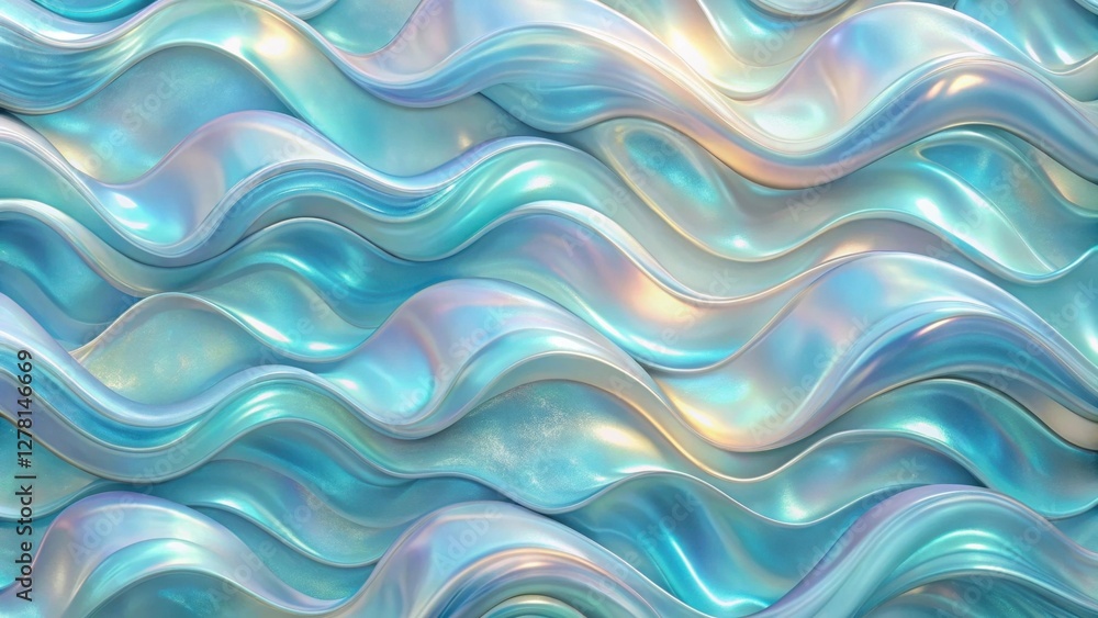 Abstract Iridescent Ocean Wave Pattern Design Fluid, Shiny, and Textured Background Abstract Iridescent Ocean Wave Pattern Design Fluid, Shiny, and Textured Background