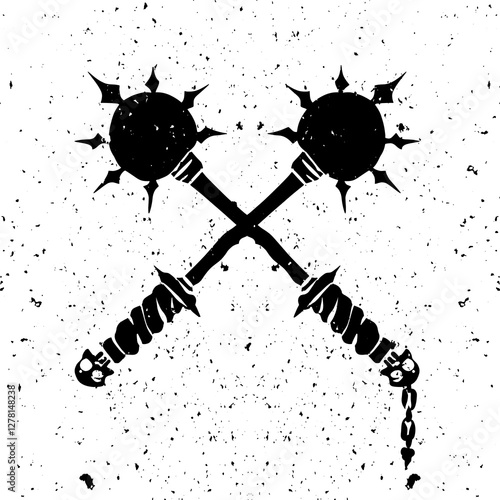 Crossed Spiked Maces – Vector Illustration