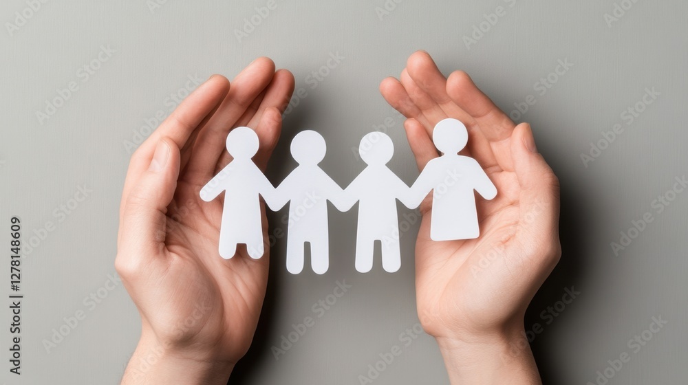 A pair of hands gently holds cut-out figures of a family, symbolizing care, support, and togetherness. A pair of hands gently holds cut-out figures of a family, symbolizing care, support, and togetherness.