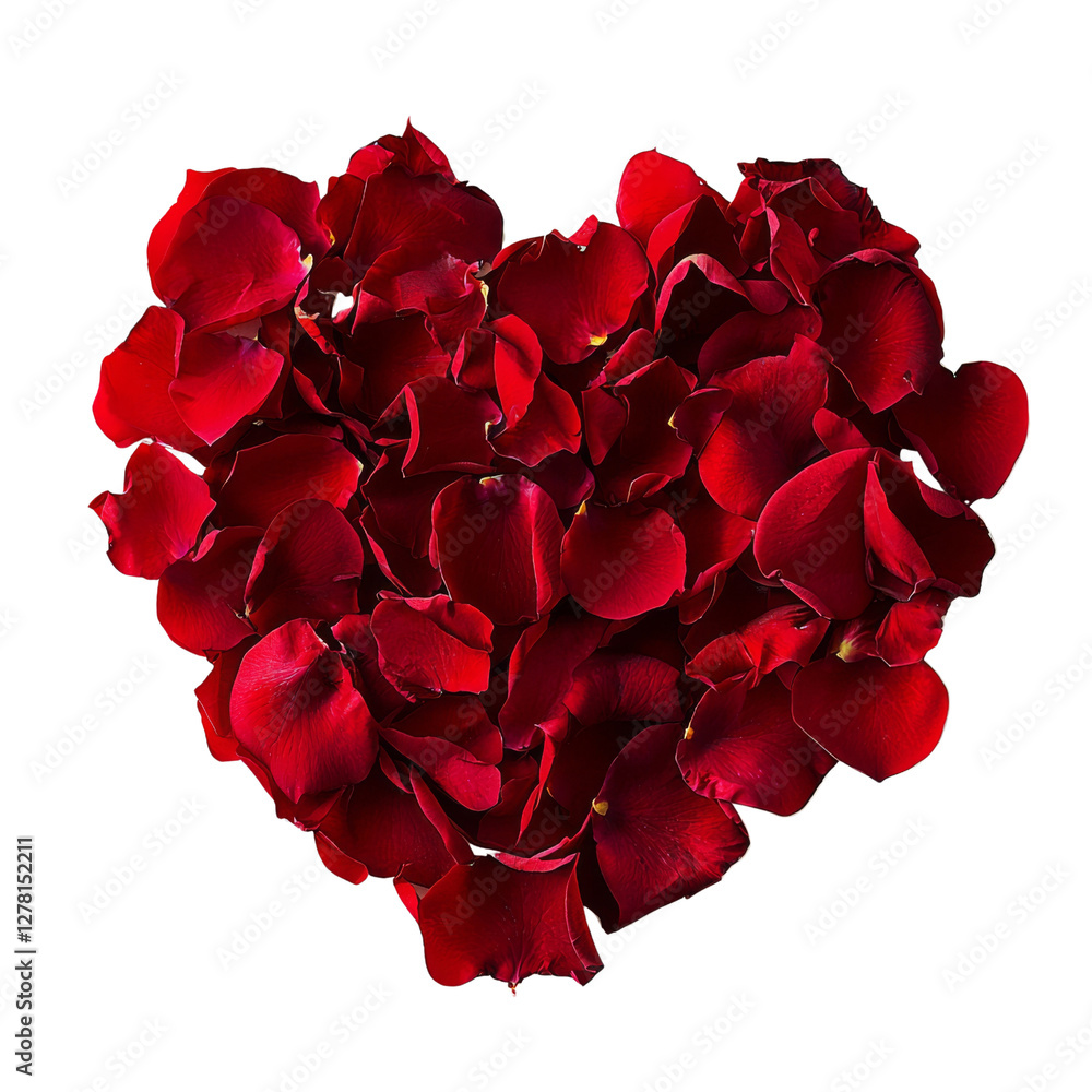 Beautiful heart shape made of red rose petals, symbolizing love and romance. Perfect for expressing affection and passion in various contexts Beautiful heart shape made of red rose petals, symbolizing love and romance. Perfect for expressing affection and passion in various contexts