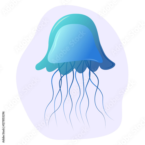 Color jellyfish. Flat style. For T-shirt and apparel designs, branding and logos, posters and wall art, book and album covers