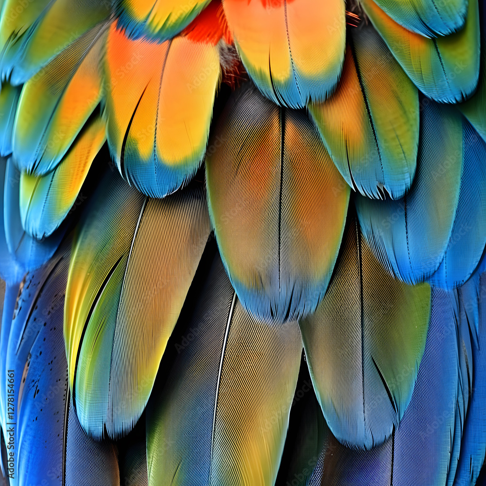 Fototapeta premium Close-up of Colorful Parrot Feathers