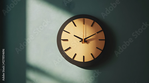 Wallpaper Mural Modern wall clock, minimalist design, warm lighting creating shadows, perfect for home or office decor with space for text Torontodigital.ca