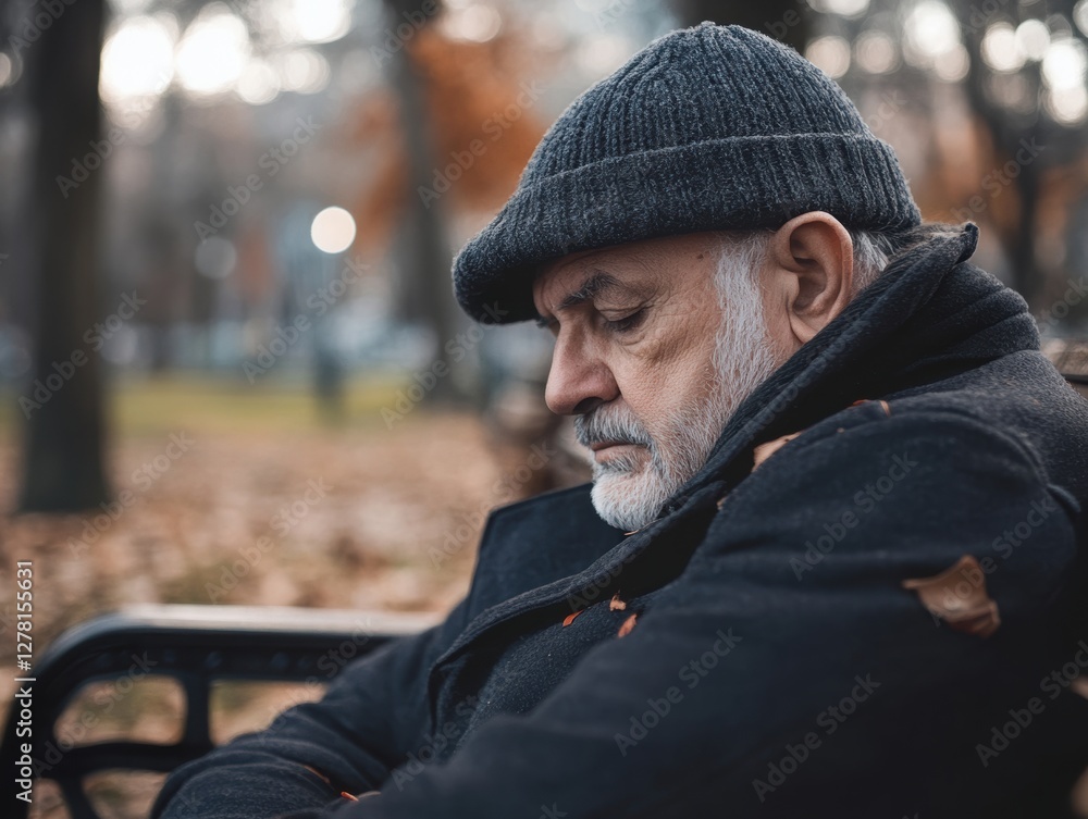 A man sitting on an old bench in the park A man sitting on an old bench in the park