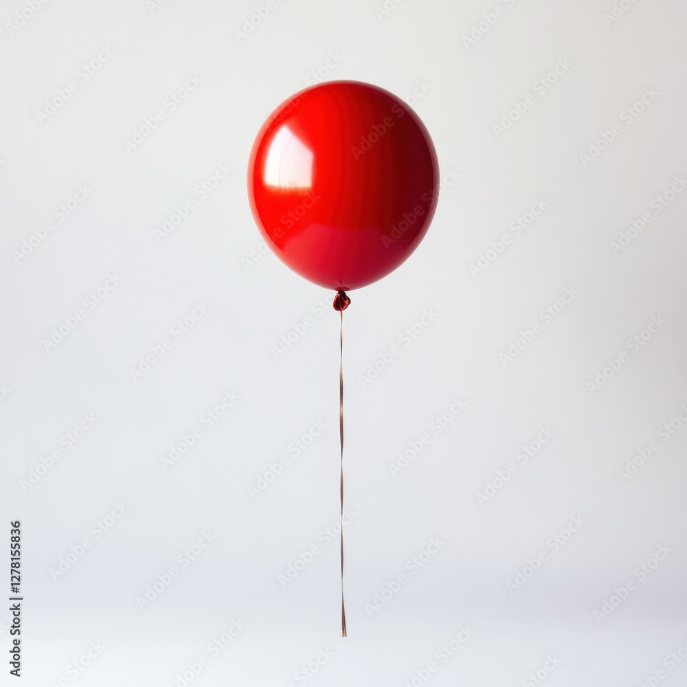 Vibrant Red Balloon Floating Elegantly Against a Clean White Background in a Minimalist Style Vibrant Red Balloon Floating Elegantly Against a Clean White Background in a Minimalist Style